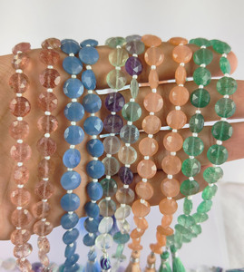 Green Strawberry Quartz Faceted Round Shape Coin Gemstone Bead Strand Loose Stone Beaded Strands <b>Bracelet</b> Making Gemstone Strand - Product Image 4