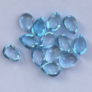 Topacio Azul Suizo Natural de 6mm, 8mm, 10mm, Cabujón Suave en Forma de Pera, Piedras Preciosas Semipreciosas para Joyería, Venta al por Mayor, Calidad AAA - Product Image 1