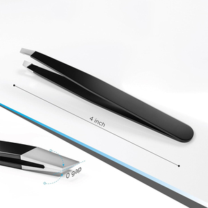 Pinzas para Cejas de Acero Inoxidable de Color Negro con Punta Inclinada de 4 Pulgadas, Eliminan el Vello de la Frente, Pinzas para Cejas para Belleza - Product Image 2