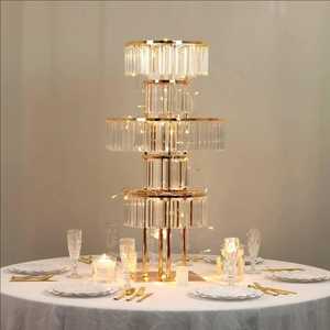 Centro de mesa de árbol de mesa de cristal grande de Metal de ensueño para Decoración de mesa de boda con colgantes - Product Image 2