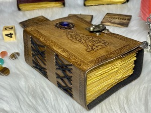 Handmade Vintage Wolf Leather Journal for Men Women 400 <b>Antique</b> Deckle Edge Spiral Bound Stone Journal for <b>Writing</b> Notebooks - Product Image 3