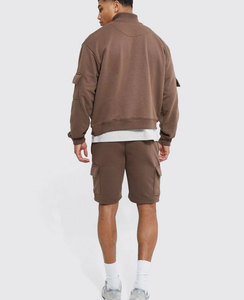 Conjunto de chándal de dos piezas personalizado OEM, chándal liso en blanco al por mayor, chándal de algodón transpirable de lana para hombre - Product Image 4