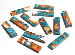 Fournisseur de pierres précieuses naturelles semi-précieuses faites à la main de haute qualité, disques plats rectangulaires turquoise huître 6x18 mm, Baselworld - Product Image 3