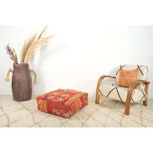 Puf de Cuero Marroquí Hecho a Mano, Otomana Tradicional Artesanal, Decoración del Hogar, Asiento Boho para Sala de Estar - Product Image 1