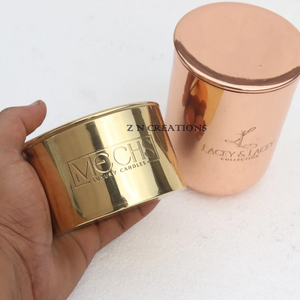 Custom Luxury Glossy Brass Metal Candle <b>Jar</b> <b>Empty</b> Reusable Container for DIY Candle Making Handmade Durable Christmas Unique - Product Image 5