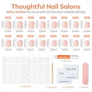 <span class=keywords><strong>Uñas</strong></span> Postizas Francesas, Cortas <span class=keywords><strong>y</strong></span> Cuadradas, Color <span class=keywords><strong>Rosa</strong></span> <span class=keywords><strong>y</strong></span> Blanco, 32 Piezas, 16 Tamaños, Kit de <span class=keywords><strong>Uñas</strong></span> Reutilizables, Venta al Por Mayor - Product Image 4