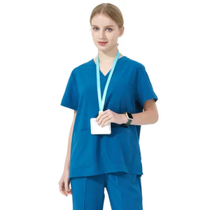 Femmes de haute qualité Design moderne col en v à manches courtes soins infirmiers gommage uniforme ensemble tissé uniformes hospitaliers - Product Image 5