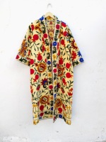 Suzani Kimono Veste Indienne Brodée À La Main Longue Veste Automne Hiver Boho Ouzbek Cachemire Crewel Noël Cadeau Spécial