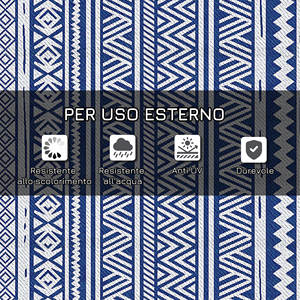 Tapis d'extérieur Outsunny 182x274 cm pliable et réversible, en polypropylène bleu et blanc - Product Image 5