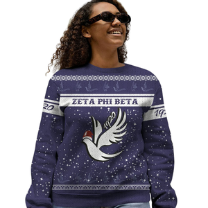 ZPhiB Divine Nine 1920 pull en tricot Zeta Phi Beta sororité bleu blanc Chenille lettre grec vie Premium pull - Product Image 4