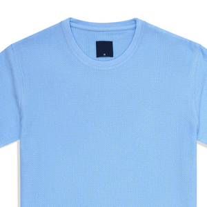 100% algodón tejido básico cielo textura cuello redondo Camiseta alta calidad sólido transpirable ecológico Logo Casual en blanco para hombres - Product Image 2