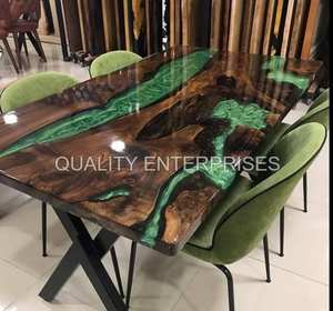 Mesa de Comedor Rectangular de Estilo Moderno, Hecha a Mano con Resina Epoxi y Madera - Product Image 2