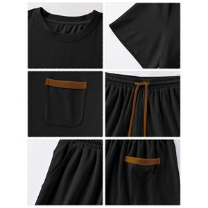 Personalizado de alta calidad 230gsm de gran tamaño de lujo de talla grande Streetwear gráfico de impresión de pantalla bordada de los hombres pantalones cortos camisetas conjunto - Product Image 3