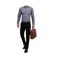 Kemeja Pria Musim Panas Elegan Bergaya 100% Katun Chambray Premium Slim Fit Kasual Gaya Safari Cepat Kering Bernapas