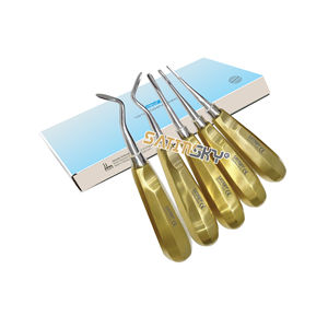 Juego de Elevadores Dentales Manuales Recubiertos de Oro, 5 Flohr Bein PDL, Kit de Extracción Atraumática de Acero Inoxidable - Product Image 1