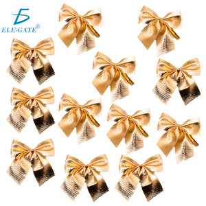 Confezione da 12 fiocchi natalizi con finitura metallizzata - Rosso Argento Oro per ghirlande e decorazioni - Product Image 1