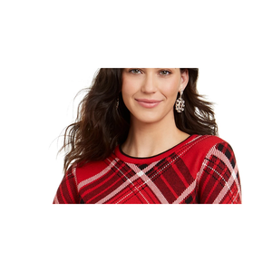 Maglione Familiare da Donna Charter Club a Quadri Rossi con Collo Tondo, Taglia Grande per l'Inverno - Product Image 2