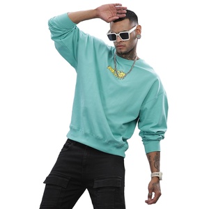 Sweat-shirt à col rond surdimensionné pour homme, vert menthe, imprimé dessin animé, pull décontracté pour l'automne, coupe classique, en coton tricoté - Product Image 4