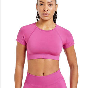 Haut de sport pour femme, été, coton écologique, respirant, manches courtes, devant ouvert, entraînement, uni, coupe sans couture, yoga - Product Image 5