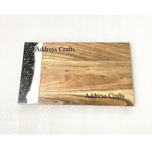 Las más populares tablas de cortar con forma rectangular de madera y resina, tabla de cortar moderna de resina, utensilios de cocina de madera de acacia, tablas de desayuno - Product Image 2