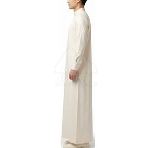 Smart Saudi Classic <b>Thobe</b> Casual Lightweight Breathable Cotton Neat Collar Long Sleeves Tailored Shape Front Buttons Everyday - Product Image 3