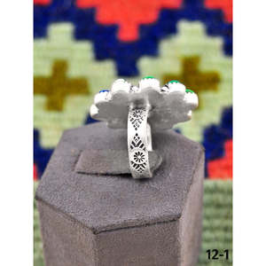 Southwest Handmade Turquoise Peacock Dahlia & Sterling Silver <b>Adjustable</b> <b>Ring</b> Rose Gold Plated Bezel Setting for Gift - Product Image 3
