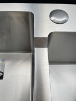 Évier de cuisine moderne en acier inoxydable fait à la main Double bol carré SS201/304 de haute qualité avec deux trous fabriqué au Vietnam BIS