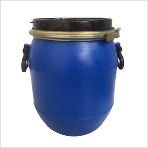 Open top blue plastic drum plastic chemical barrel / Wear resistant HDPE blue plastic drum flange barrel