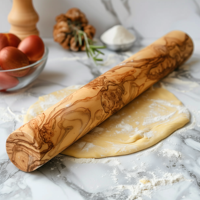 Rouleau à pâtisserie en bois d'olivier |   Outil de cuisine tunisien fait main |   OEM / Vente en gros