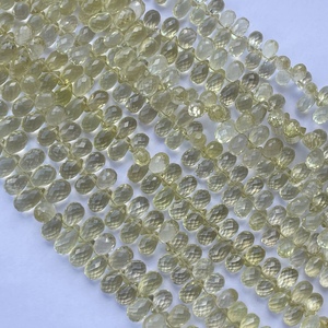 6mm 8mm 10mm pierre de Quartz jaune citron naturel à facettes Briolette larmes gouttes perles fabrication de bijoux collier Bracelet Semi-précieux - Product Image 2