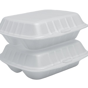 To Go Containers Food Disposable Three Compartments PS <b>Foam</b> Food Container with Lid Lunch Box/fast Food/hamburger OEM - Product Image 1