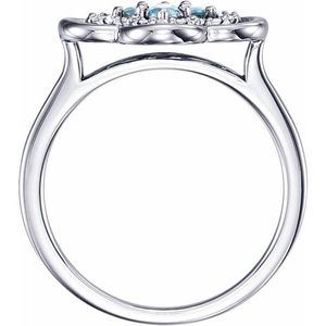 Anillo Clover Dainty de Oro de 10K con baño de Platino y Rodio, con incrustaciones de Piedras Preciosas como Turquesa, Rubí, Zirconia y Perla, para Uso Diario - Product Image 2