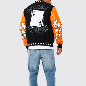 Streetwear Casual Manufacturer Oem Factory Wholesale Leather <b>Bomber</b> <b>Jacket</b> Custom <b>Varsity</b> <b>Jackets</b> <b>Men</b> - Product Image 3