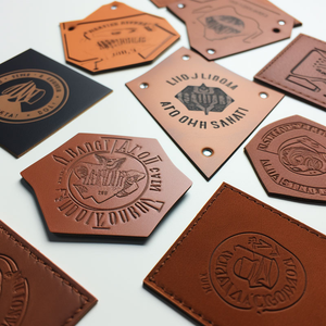 Étiquettes en cuir véritable personnalisées Logo en relief Patch Tag pour vêtements chaussures sacs-Imprimé lavable - Product Image 6