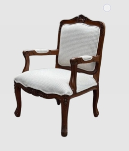Sillón de Madera Tallada Vintage, Sillón Tapizado, Asiento Clásico para Sala de Estar, Hotel, Villa - Product Image 1