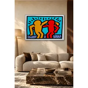 Fida Keith Haring Deux figures s'embrassant Impression sur toile - Product Image 2