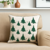 Housse de coussin en coton de qualité supérieure, design brodé avec patchwork pour Noël, fabriquée par un fabricant indien.