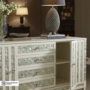 Mueble de Consola Moderno de Lujo Hecho a Mano con Incrustaciones de Madreperla para Sala de Estar, Diseño a Rayas, para Venta al por Mayor y Reventa - Product Image 2