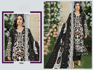 Latest Heavy Embroidered Chinnon <b>Top</b> Plazzo Digital Print Dupatta Party Salwar Kameez Collection Indian Pakistani Style Quick - Product Image 3