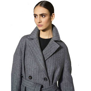 Abrigo de Gabardina Vintage para Mujer |   Gabardina Larga de Alta Calidad con Cinturón |   100% Lana |   Fabricante OEM/ODM Directo - Product Image 2