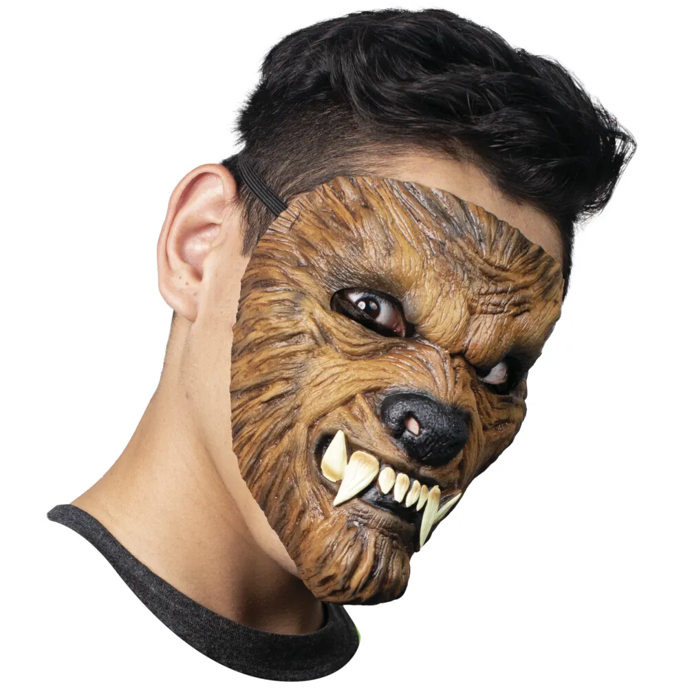 Wolf 5 Aksesori bertema Halloween cokelat untuk pesta, festival, dan Dekorasi Aksesori Cosplay horor masker lateks