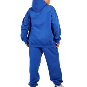 Personnalisé plaine femmes survêtements survêtement deux pièces ensemble surdimensionné décontracté à manches longues pantalons de survêtement 100% coton survêtements femme 2026 - Product Image 4