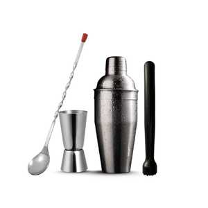 Direct Factory Prices Stainless Steel Barware Kit Reusable <b>Cocktail</b> Shaker <b>Set</b> of 4 Peg Measurer Bar Spoon Plastic Muddler - Product Image 1