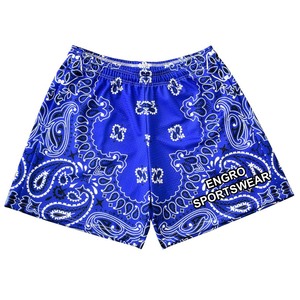 Pantalones cortos de malla para hombre, pantalones cortos de baloncesto azul cielo/blanco, pantalones cortos de primavera con cordón, método de tejido de punto, fabricante directo - Product Image 5