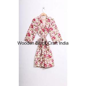 Wholesale Womens Vintage Organic Cotton Kantha Quilted <b>Long</b> <b>Kimono</b> <b>Robe</b> Handmade Indian Festival Fashion Sleepwear Jacket Cozy - Product Image 5