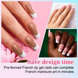 Nuevas <span class=keywords><strong>Uñas</strong></span> Postizas AuraGlaze de Lujo en Color <span class=keywords><strong>Rosa</strong></span>, Forma de Ataúd, Almendradas, Alto Brillo, Francesas, Cuadradas Medianas, Cobertura Completa para Dedos - Product Image 6