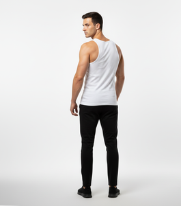 Chaleco HaloPure de Algodón Blanco para Hombre, Sin Mangas, Ligero, Transpirable, Tejido Elástico, Diseñado para Uso Diario - Product Image 1