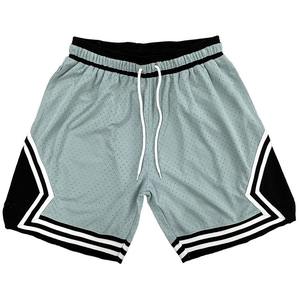 <b>Mens</b> grey basketball <b>shorts</b> with <b>black</b> side panels white <b>black</b> trim breathable quick dry gym training sportswear - Product Image 5
