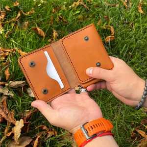 Cartera triple corta de piel auténtica para hombre al por mayor, estilo vintage con cierre abierto y función antirrobo, al por mayor, de estilo vintage - Product Image 2