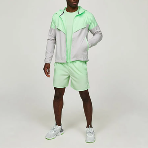 Custom <b>Men</b> Sets Two Piece Windbreaker <b>Shorts</b> and Jacket Tracksuit Reflective Zip up Nylon Two Piece Windbreaker <b>Short</b> Set - Product Image 6